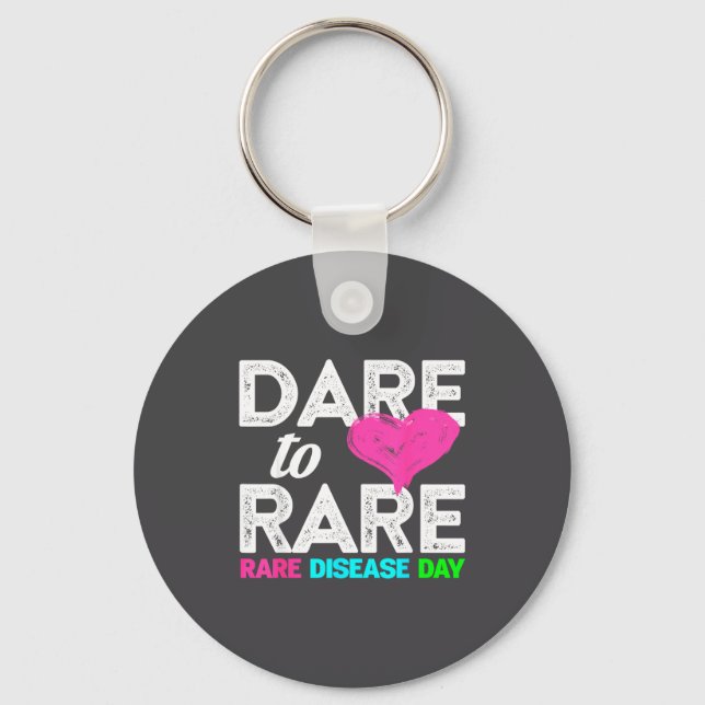 Rare Disease Awareness Shirt - Dare To Rare Diseas Nyckelring (Framsida)