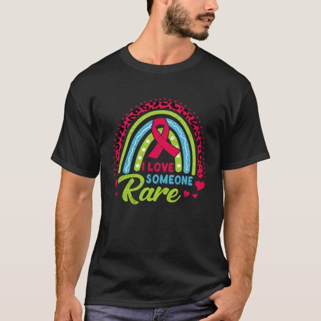 Rare Disease Awareness Zebra Ribbon I Love Someone T Shirt (Framsida)