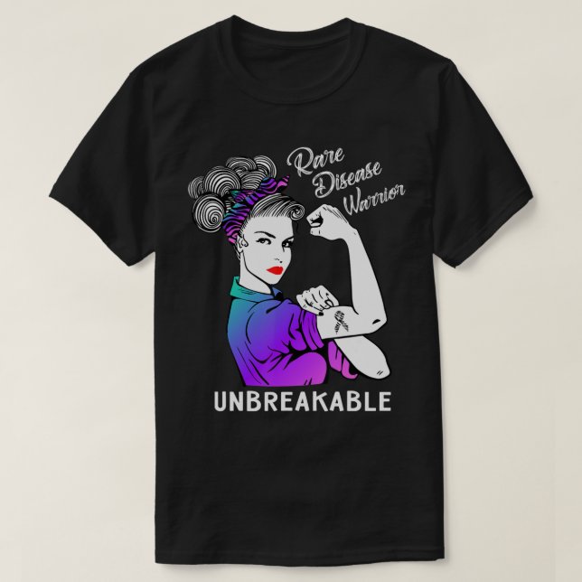 Rare Disease Warrior Unbreakable T-Shirt Awareness (Design framsida)