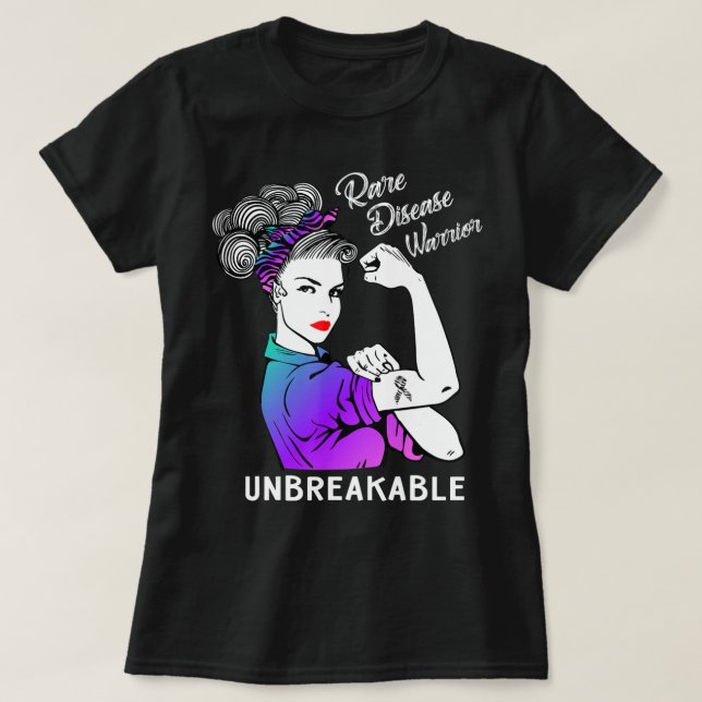 Rare Disease Warrior Unbreakable T-Shirt Awareness (Design framsida)