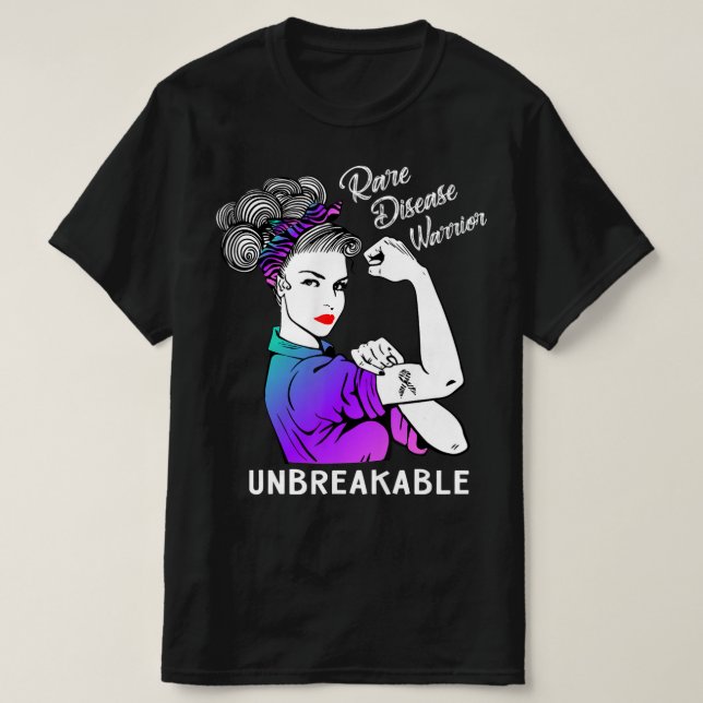 Rare Disease Warrior Unbreakable T-Shirt Awareness (Design framsida)