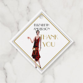 Raring 20-tal Flapper Gatsby Tack Black Guld Gåvor Etiketter