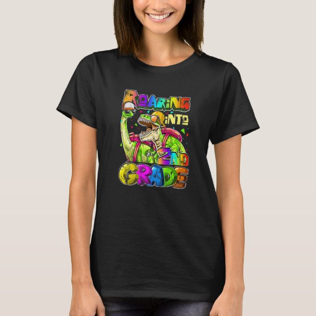 Raring 2:a Klass Dinosaur-ryggsäck Back to school T Shirt (Framsida)
