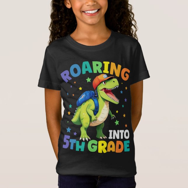 Raring 5:e Klass Dinosaur T Rex Back to school Shirt (Framsida)