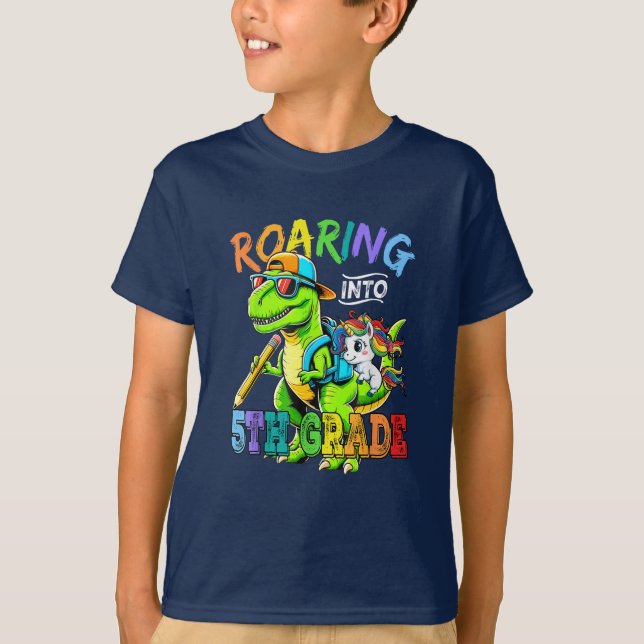 Raring 5:e Klass Dinosaur T Rex Back to school Shirt (Framsida)
