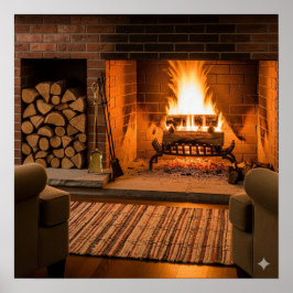 Raring Fireplace Poster