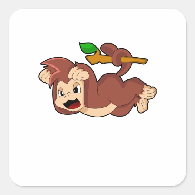 Raring Monkey Fyrkantigt Klistermärke (Framsida)