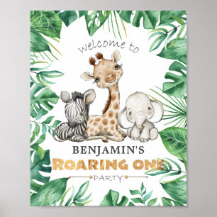 Raring One Jungle Safari 1st Birthday Party Poster
