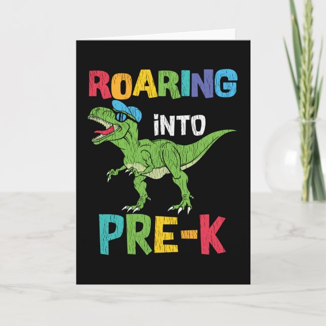 Raring Pre-K Back to school T rex Dinosaur Kids Kort (Framsida)