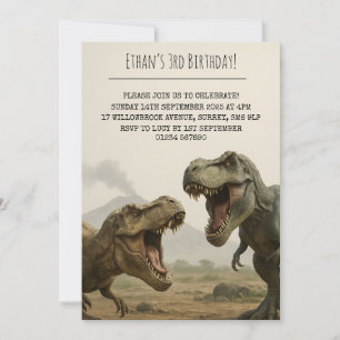 Raring T-Rex Duo i realistiska födelsedag Inbjudningar