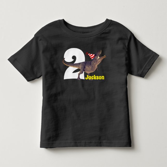 Raring T-Rex-Födelsedagsfest T-shirt (Framsida)