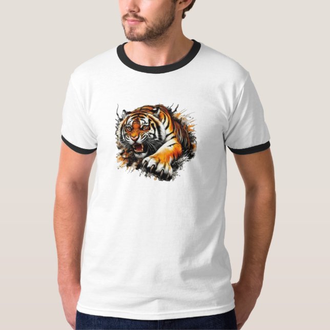 Raring Tiger Attack T Shirt (Framsida)