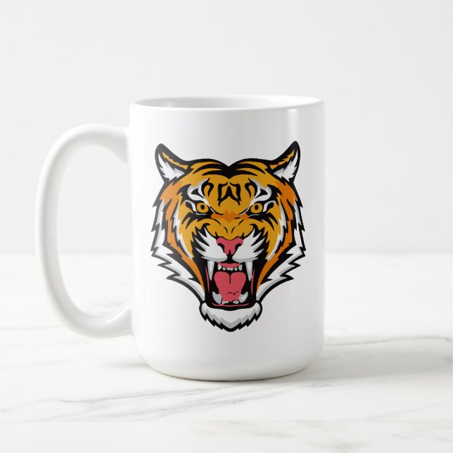 Raring Tiger Head-25818 Kaffemugg (Vänster)