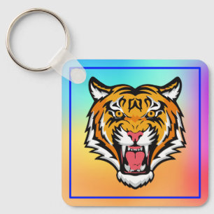 Raring Tiger Head-25818 Nyckelring