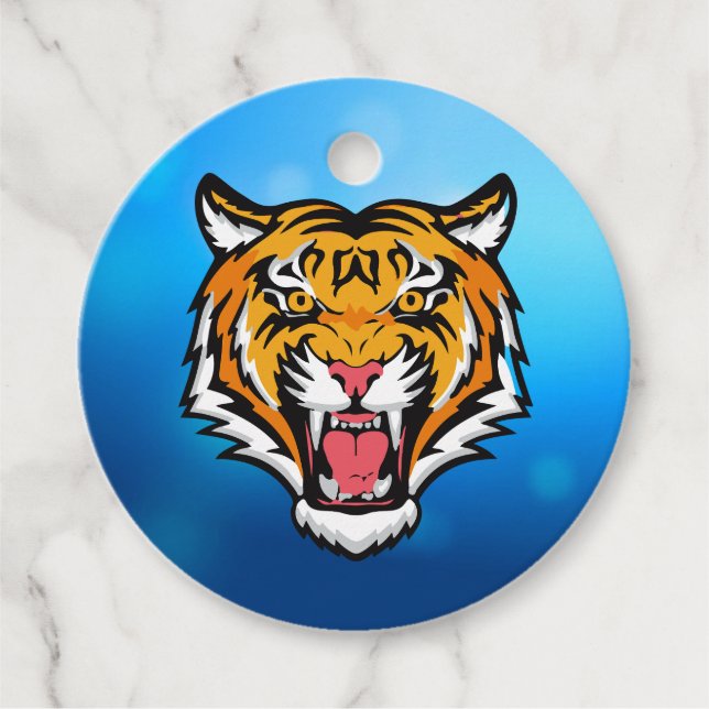 Raring Tiger Head-25818 Resemugg Gåvor Etiketter (Framsida)