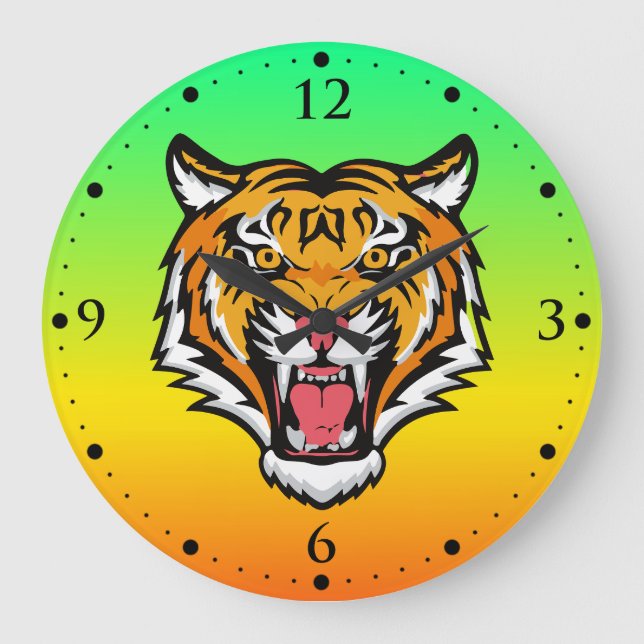 Raring Tiger Head-25818 Stor Klocka (Framsida)