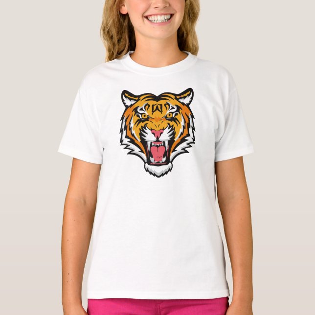 Raring Tiger Head-25818 T Shirt (Framsida)