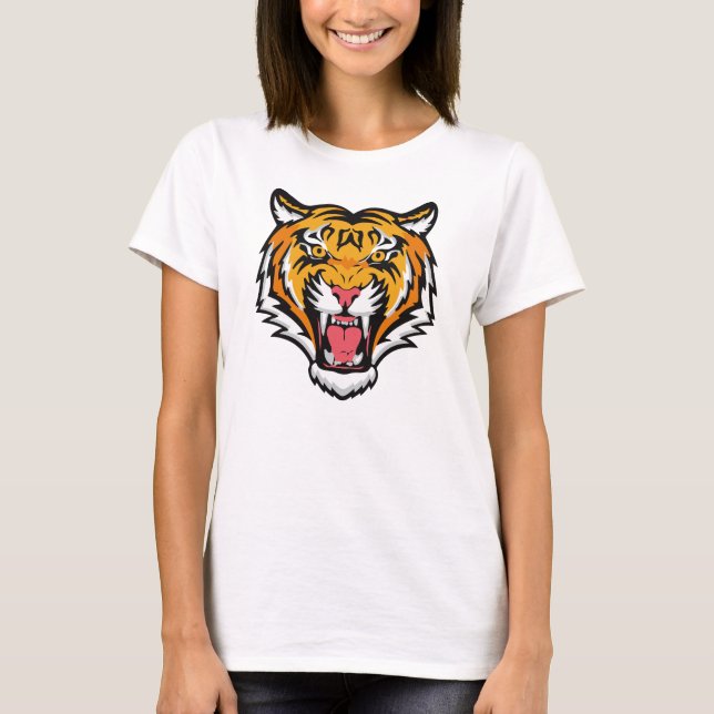 Raring Tiger Head-25818 T Shirt (Framsida)