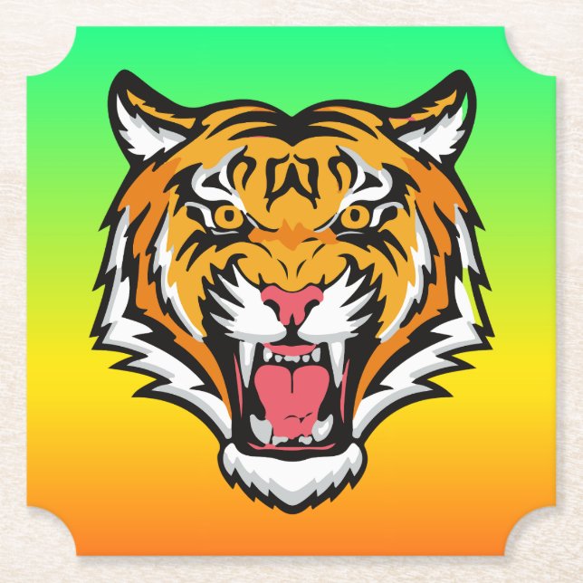 Raring Tiger Head-25818 Underlägg Papper (Framsida)