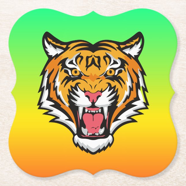 Raring Tiger Head-25818 Underlägg Papper (Framsida)