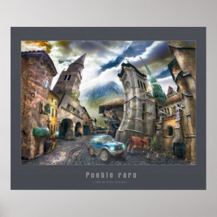 Raro Pueblo Poster med grått ram