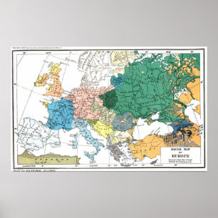 Ras- karta av Europa Poster