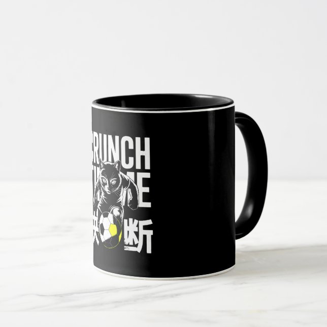 Rasande Crunch Time Fotboll Katt Mugg (Framsida höger)