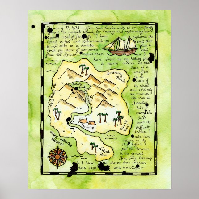 Rascals' Island Pirat Treasure Karta Poster (Framsidan)
