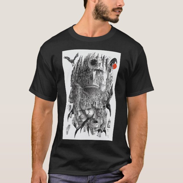raserar palatset bläck art t shirt (Framsida)