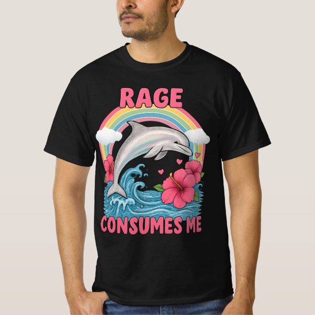 raseri förtär mig delfin meme t shirt (Framsida)