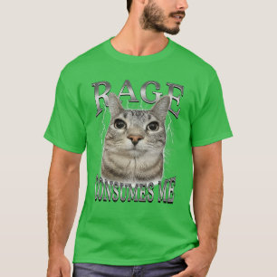 Raseri förtär mig Roligt dumt stirrande katt Meme T Shirt