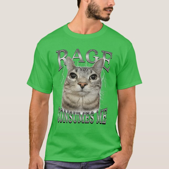 Raseri förtär mig Roligt dumt stirrande katt Meme  T Shirt (Framsida)