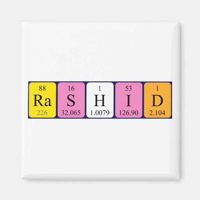 Rashid periodisk bord namn magnet (Framsidan)