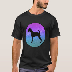 Rashund Foxterrier Hund Silhuett Rymd Galax T Shirt