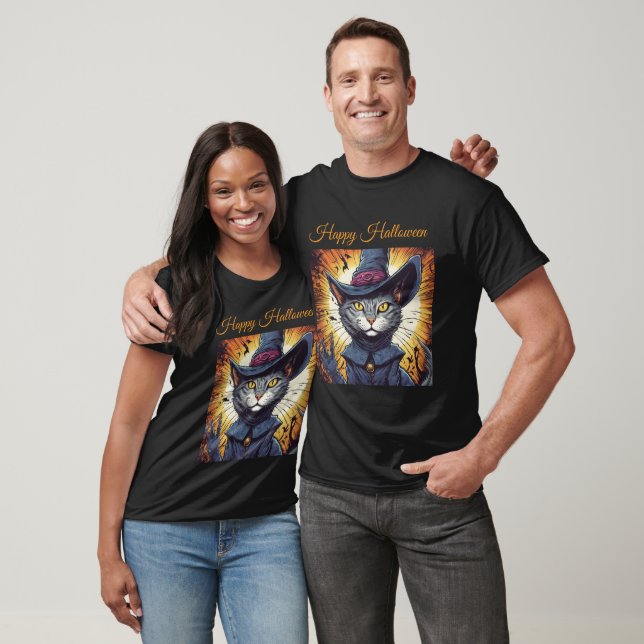 Rasig häxkatthalloween  t shirt (Unisex)
