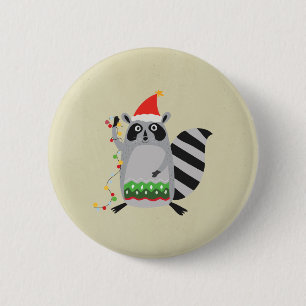 Rasion i Santa Hat snärjde upp i Helgdag Ljus Knapp