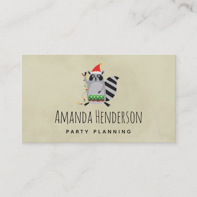 Rasion i Santa Hat snärjde upp i Helgdag Ljus Visitkort (Framsida)