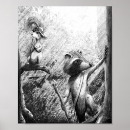 Rasion och ekorre Hiking Art (Väg) Poster