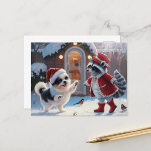Rasion och en Hund i julklapp Vykort