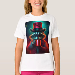 Rasion som är nedtryckt i ett rött konfektionskaff t shirt