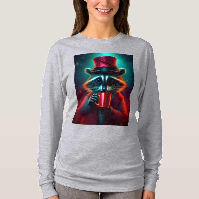 Rasion som är nedtryckt i ett rött konfektionskaff t shirt (Framsida)