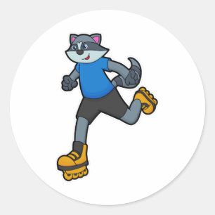 Rasion som Skater med textbundna skal Runt Klistermärke