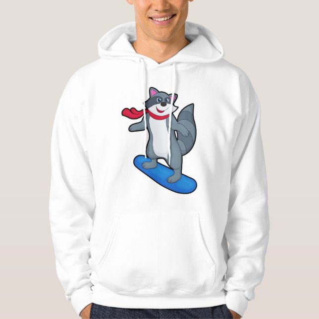 Rasion som Snowboarder med Snowboard och Scarf Hoodie (Framsida)
