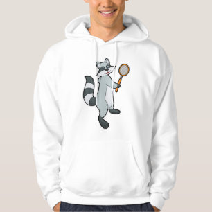 Rasion som tennis-spelare med tennis racket hoodie