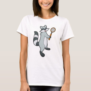 Rasion som tennis-spelare med tennis racket t shirt
