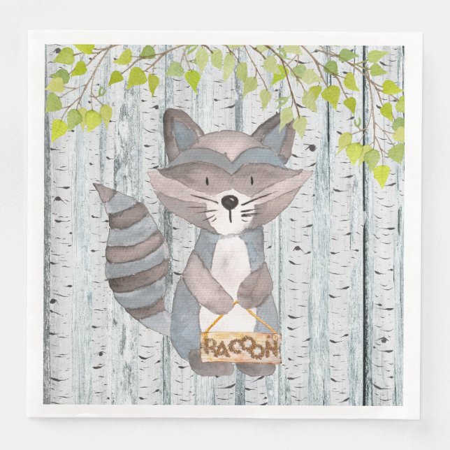 Rasion Woodland Friends - Vattenfärgillustration Pappersservett (Framsida)
