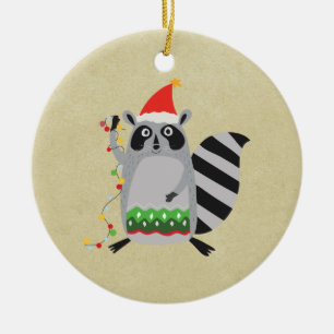 Rasionen i Santa Hat snärjde upp i Julafton Ljus Julgransprydnad Keramik