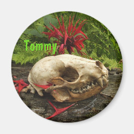 Rasionskallelogg med ferner och röd Monarda Magnet