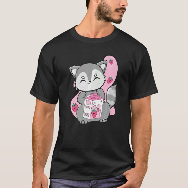 Rasiontorka Bubble Tea och Boba med jordgubbar T Shirt (Framsida)