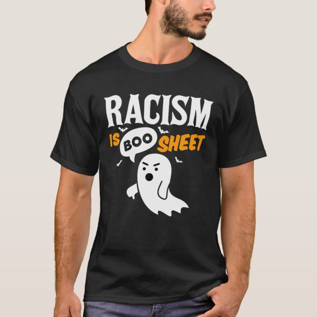 Rasismen Boo Lakan godkänner inte Ghost Halloween  T Shirt (Framsida)